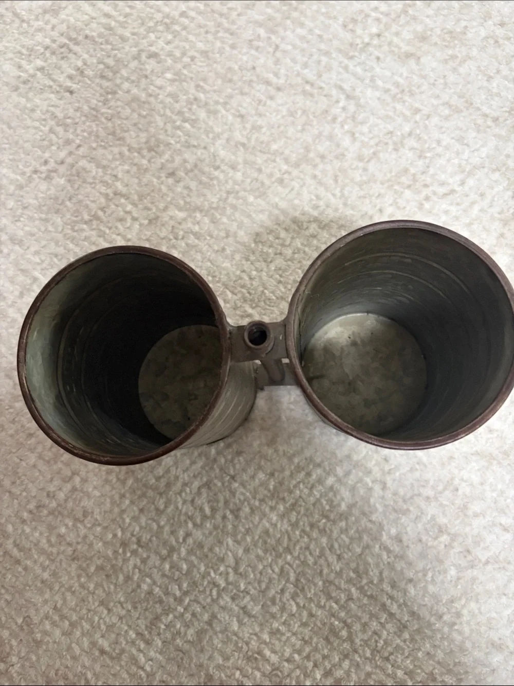 Galvanized Double Tumbler Organizer Holder - Vintage Metal Finish